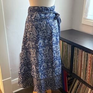 Iris Impressions Boho Paisley Wrap Skirt Size Large Blue Skirt Dress Top